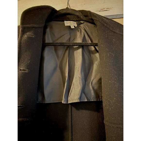 Vintage Luca Venturini US 10 Black 100% Virgin Wool Italian Made Long Coat - Picture 7 of 10